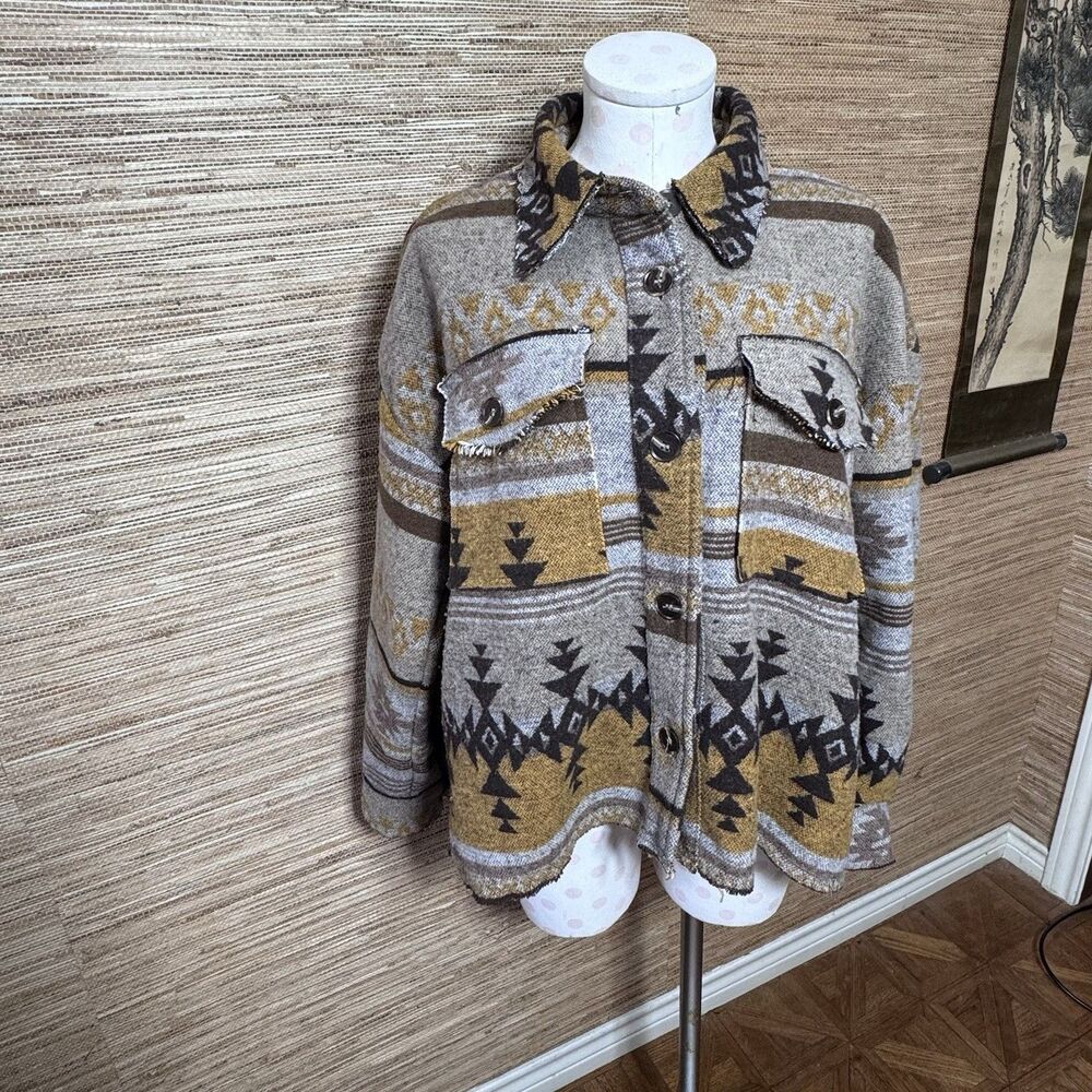Southwest Navajo Style Indian Blanket Jacket Boho Sweater Ranch Wear Cowgirl